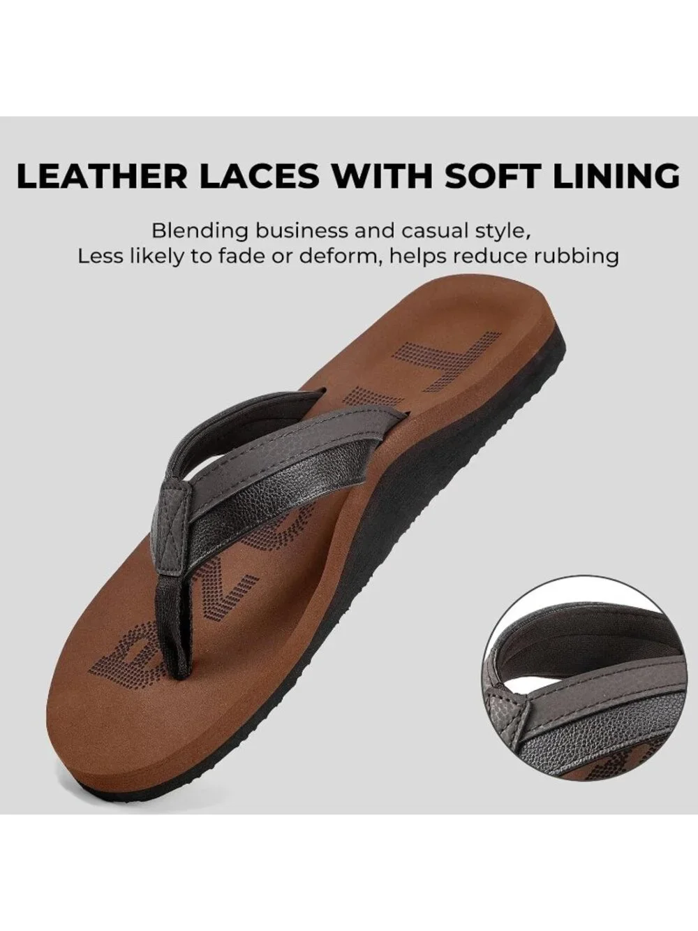 Men's Brown Flip Flops With Arch Support Summer Outdoor Beach Sandals